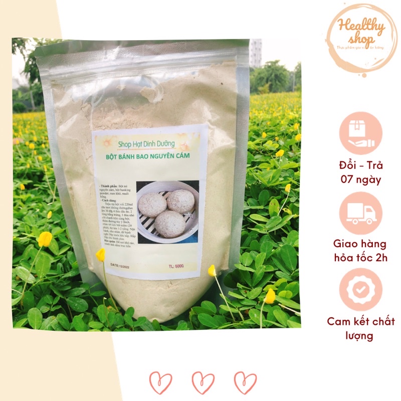 500g Bột BÁNH BAO nguyên cám ăn kiêng giảm cân Eatclean (có sẵn men nở)