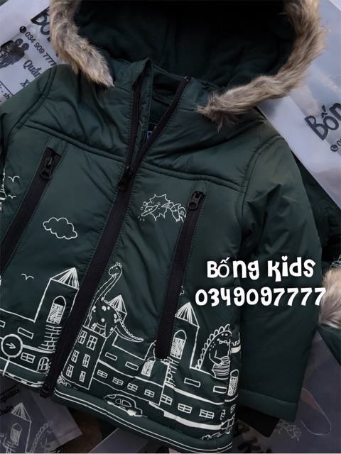 Áo Parka Bé Trai Khủng Long Rêu Đậm Dunnes