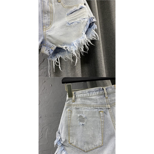 Quần Short Denim Lưng Thấp Dáng Chữ a Phối Rách Thời Trang Quyến Rũ Cho Nữ