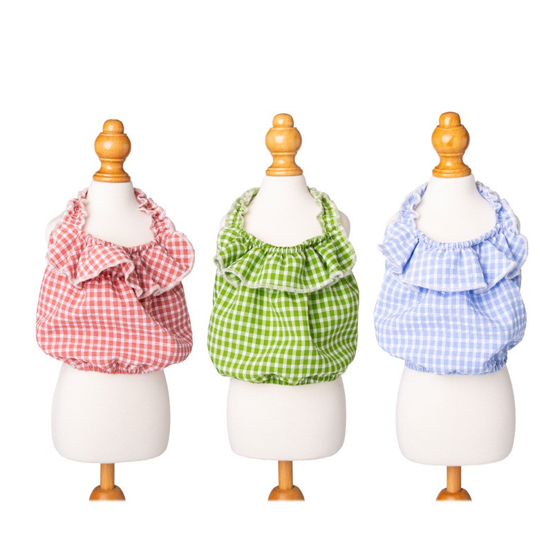 Cheepet Áo croptop kẻ caro cho chó mèo/thú cưng