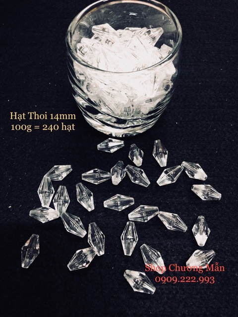 100G Chuỗi Hạt Hình Thoi 14mm Pha Lê Nhựa Giá Sỉ