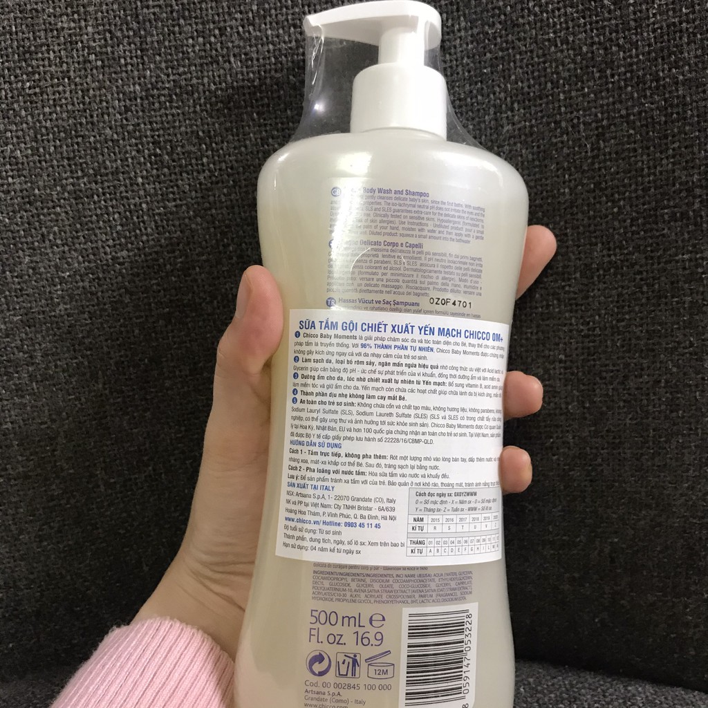 Sữa tắm gội chiết xuất Yến Mạch Chico 0M+ 200ml/500ml