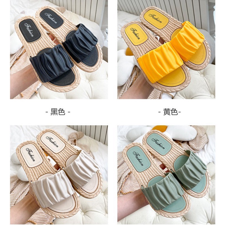 Dép lê nữ quai ngang họa tiết quai bèo sang chảnh, Dép quai ngang nữ cute tai bèo thời trang