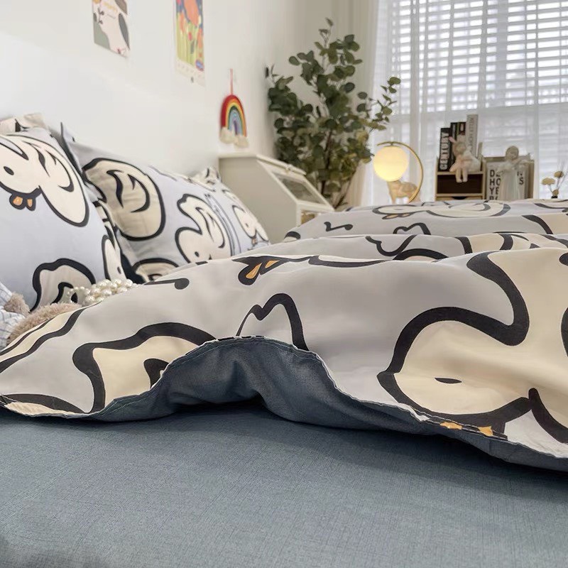 Chăn ga gối cotton poly - Mẫu vịt xanh