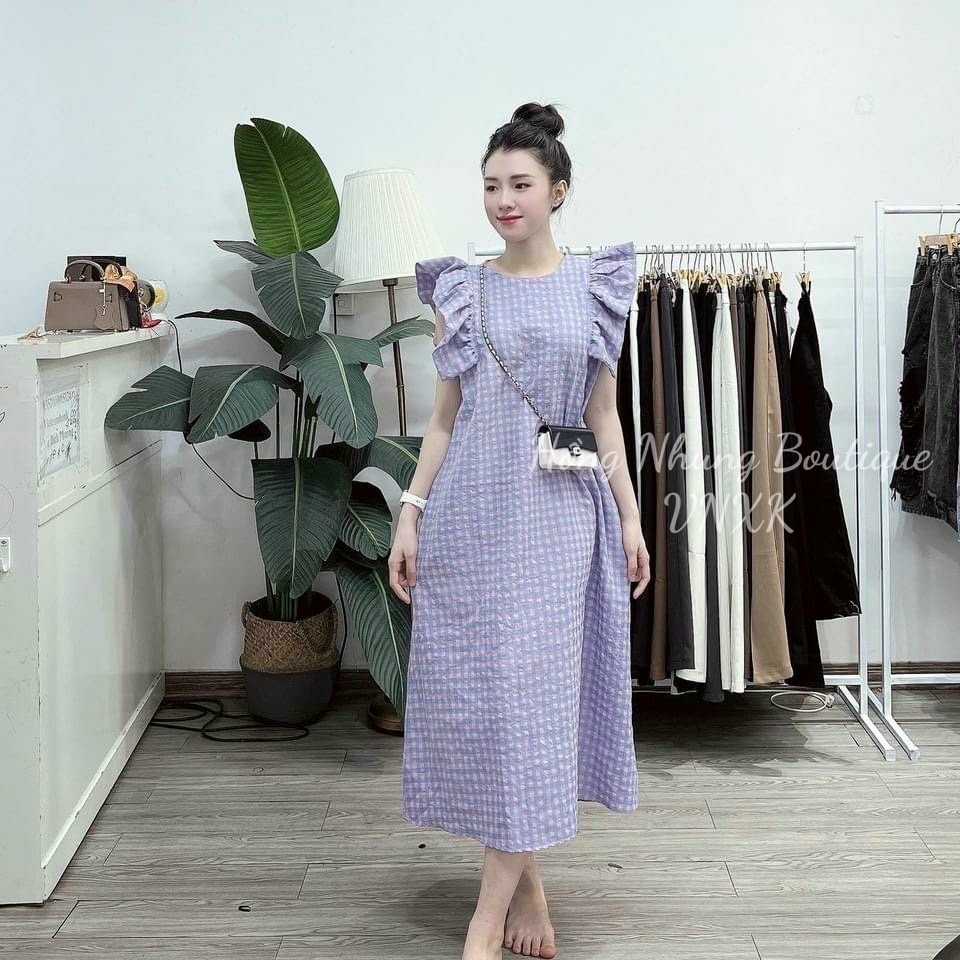 Váy kẻ caro tay cánh tiên Váy kẻ 5 màu