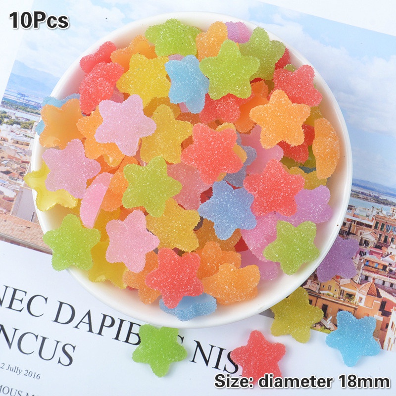 Phụ Kiện Trang Trí Ốp Điện Thoại Hình Ngôi Sao Năm Cánh Màu Kẹo Diy