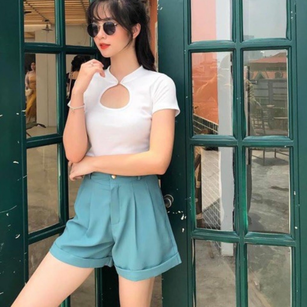 Quần Short Nữ Ống Rộng GenY Có Chun Sau Lưng, Quần Đùi Nữ Chất Vải Tuyết Mưa Co Giản Tốt Mặc Siêu Mát và Thoải Mái | BigBuy360 - bigbuy360.vn