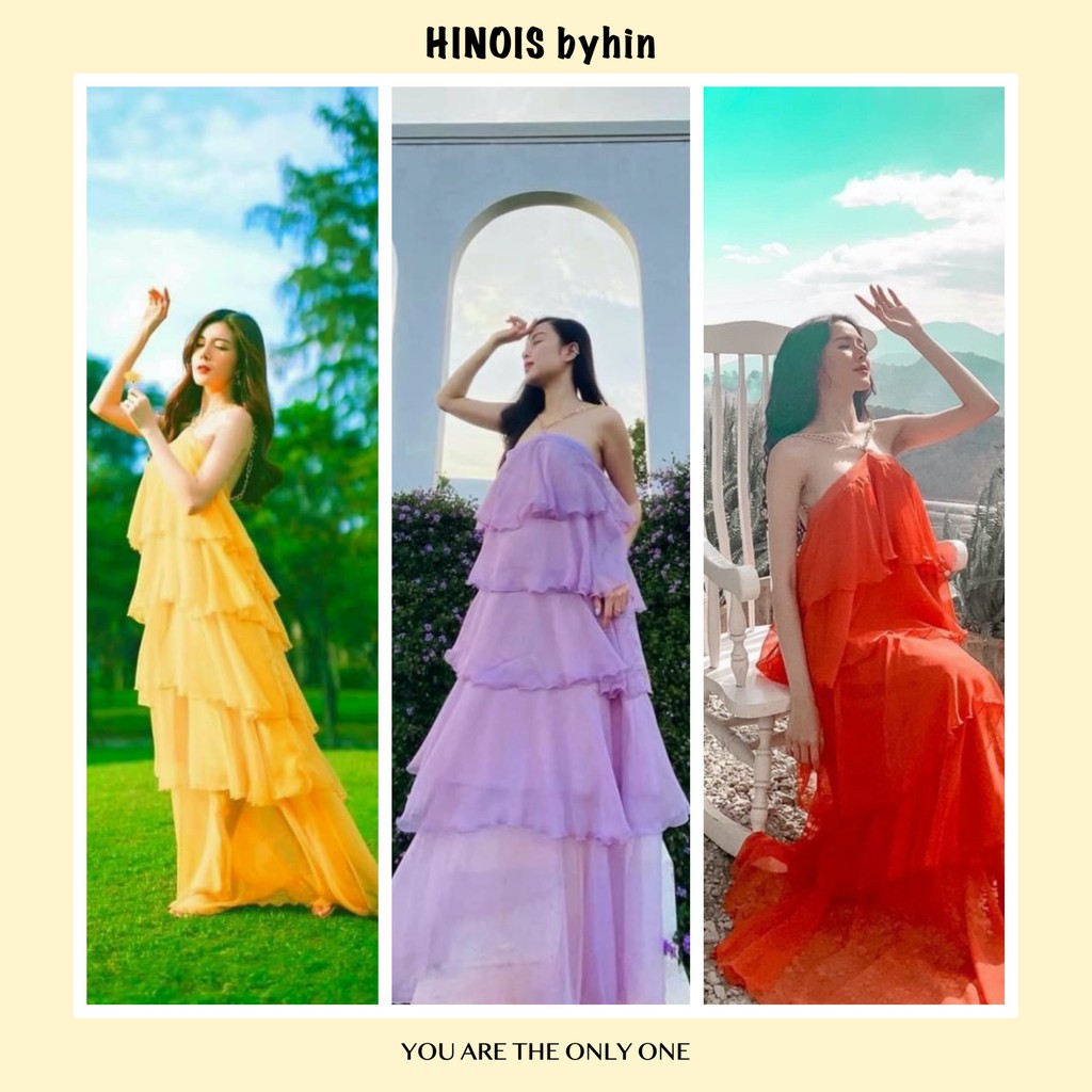 Váy Suông Tầng - Đầm Maxi Dáng Dài Cúp Ngực Dây Xích Chéo Cổ , Dáng Tầng Điệu Đà, Chất Liệu Voan Lụa Mềm Rũ [257]