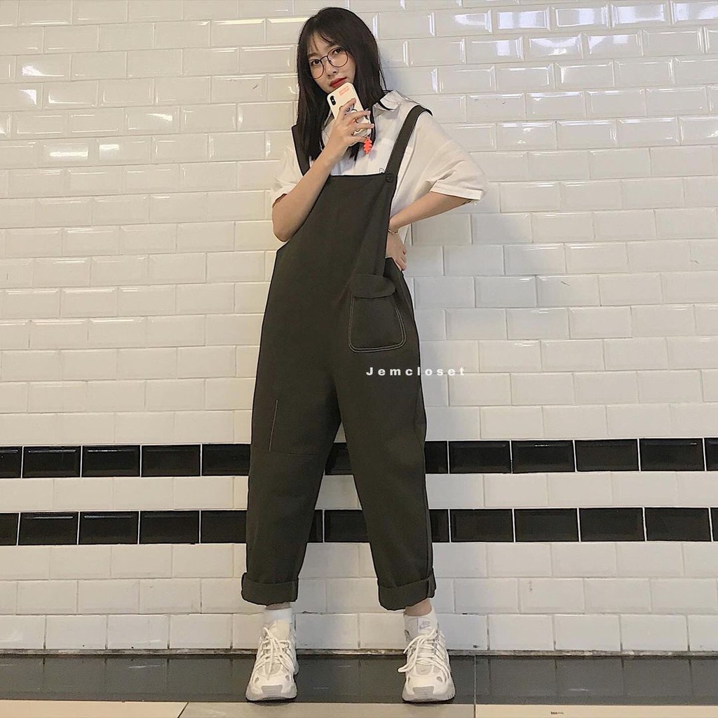 Quần Yếm Kaki Nữ Dài Ống Vừa JEMCLOSET Phong Cách Cá Tính FOME - 7166