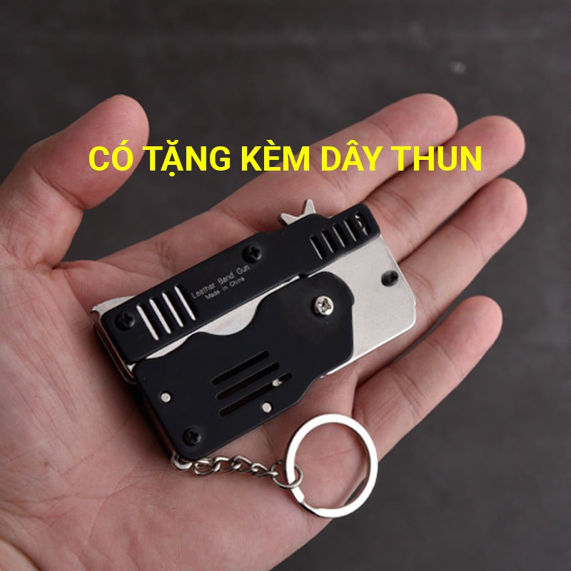 Móc chìa khóa bắn thun gấp gọn cho trẻ em tặng kèm bia và dây chun