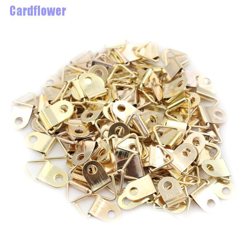Cardflower  100pcs Mini Golden Triangle D-Ring Picture  Painting Mirror Photo Frame Hook Hanger 10x20mm Furniture Aessories