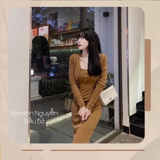 Vn542 set váy len tăm 2 dây cúc ngực mix áo cardigan