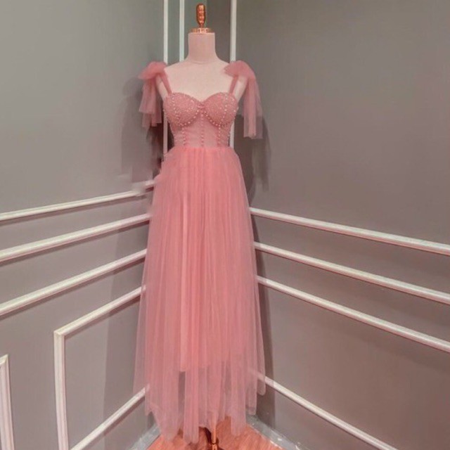 Đầm dự tiệc công chúa 2 dây thắt nơ vai kết cườm ngực TRIPBLE T DRESS -size M/L - MS278V