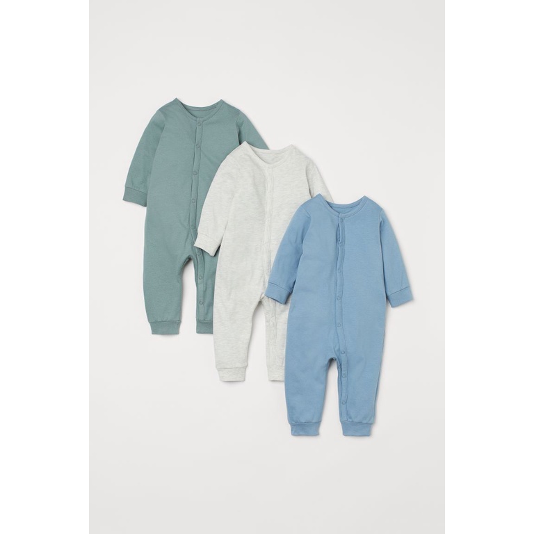 Set 3 body cotton dài tay bé trai Hm auth
