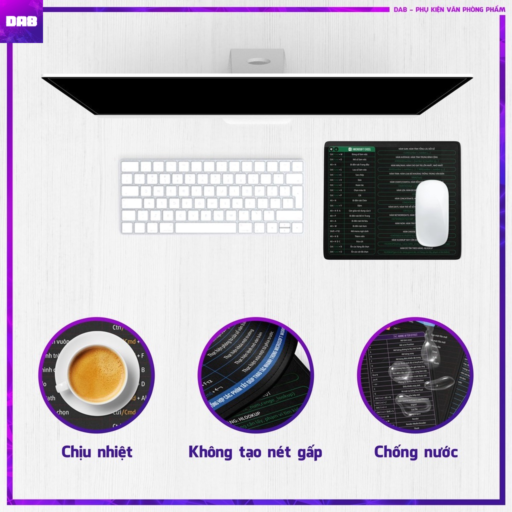 Lót Chuột Phím Tắt Công Thức Văn Phòng Chất Liệu Cao Su