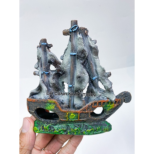 THUYỀN MINI TRANG TRÍ BỂ CÁ, TIỂU CẢNH 14X6X9CM