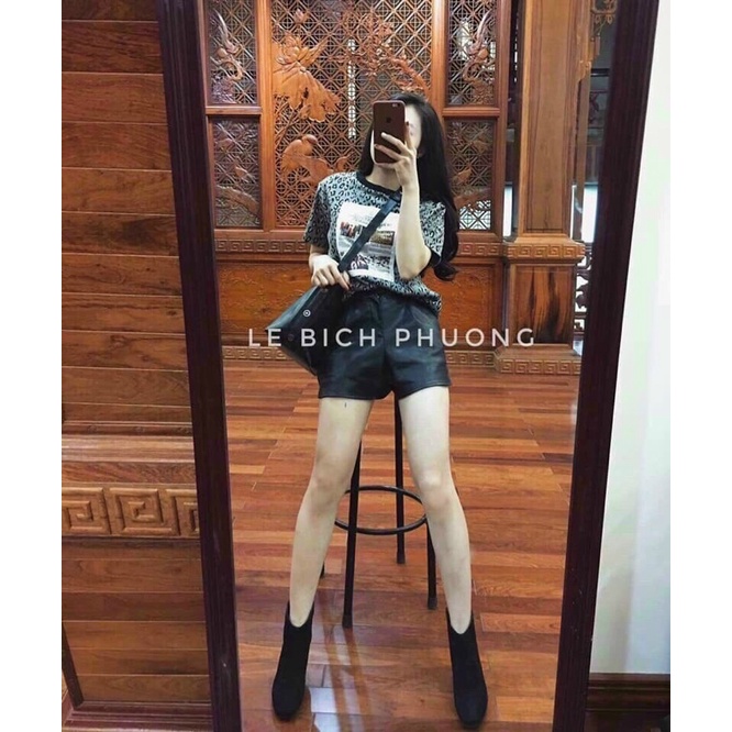 Quần short da cúc chun sau đẹp