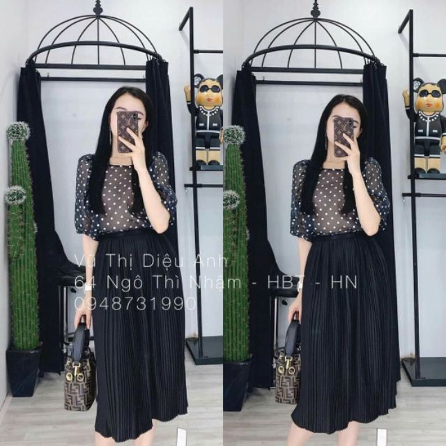 Chân váy xếp li nhỏ dáng dài Quảng Châu | BigBuy360 - bigbuy360.vn