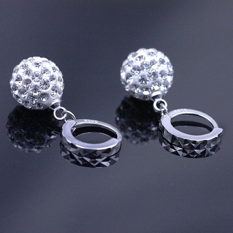 Thời trang Shambala pha lê bạc Hoop Dangle Earrings