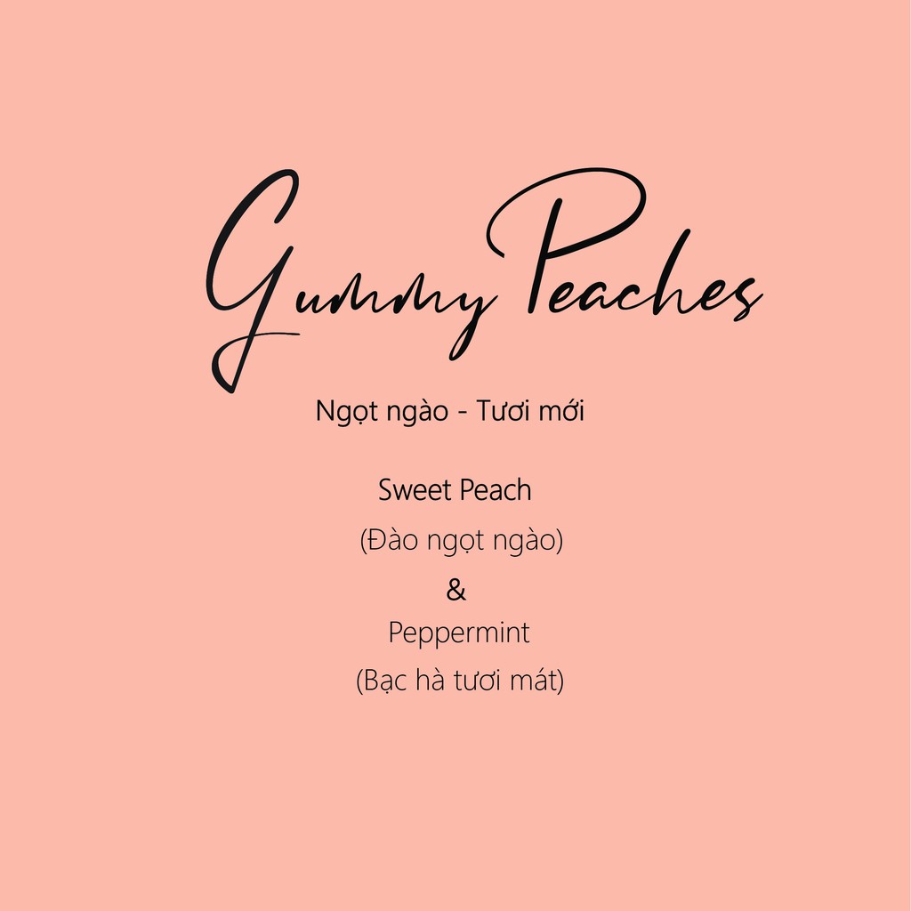 Nến thơm GUMMY PEACHES (Đào Ngọt + Bạc Hà) - Nến Thơm Lá Nhỏ