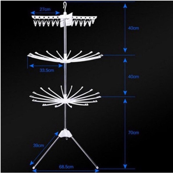 [HOT HIT]Giàn Phơi Quần Áo Cho Bé 360 Độ Gồm Giá Phơi Và 20 Kẹp gấp gọn