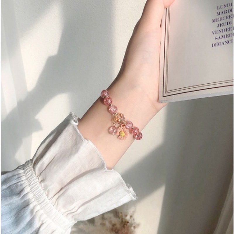 Vòng Tay Chuỗi Hạt Pha Lê Hình Hoa Hướng Dương Thời Trang Hàn Quốc Cho Nữ