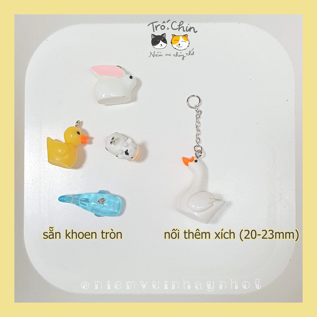 Charm 3D các con vật, động vật chất liệu nhựa cứng làm thủ công