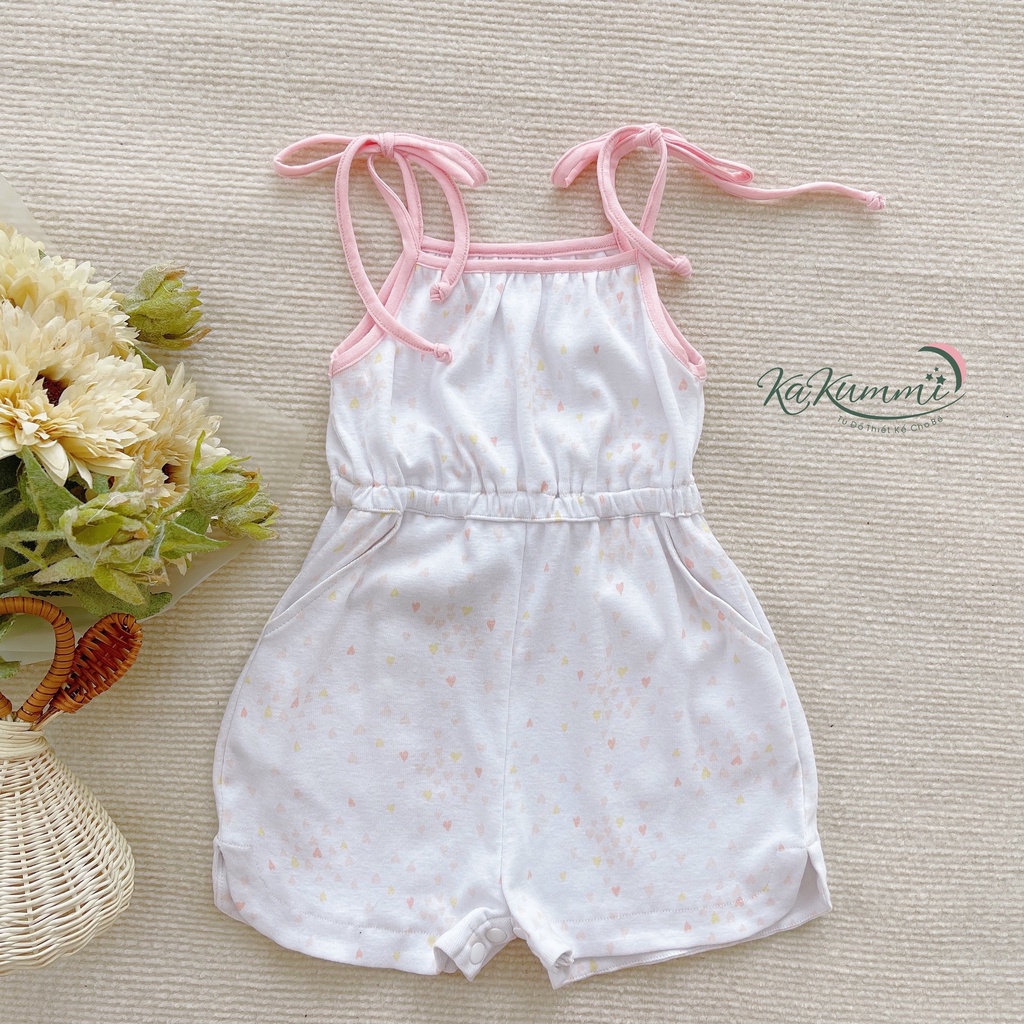 JUMSUIT 2 dây chun eo chất liệu cotton cho bé gái  Kakummi