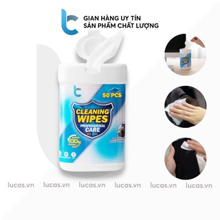 Bộ Vệ Sinh MB/Laptop/Lens/Máy ảnh/Điện Thoại Gồm 50 Khăn Rút Kèm Khăn Lau Khô Lucas Cleaning Wipes