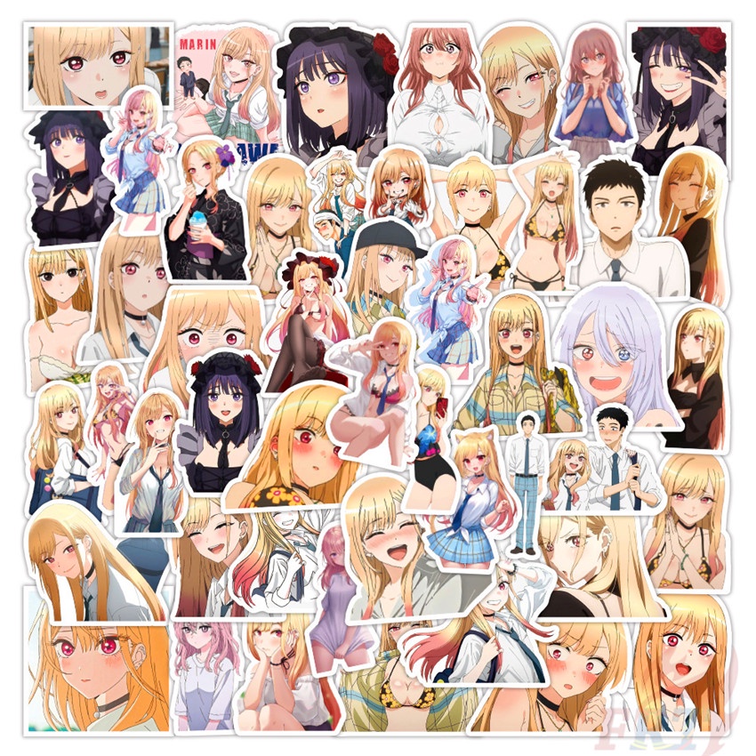 Bộ 100 Cái/Bộ ❉ Miếng Dán Trang Trí Hình Nhân Vật Darling ❉ Sticker Dán Tường Chống Thấm Nước Hình Kitagawa Marin Gojo Wakana