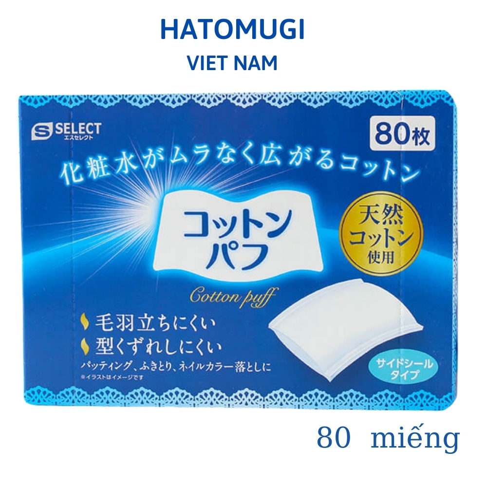 Bông tẩy trang Select Nhật Bản 80 miếng 50mm x 60mm