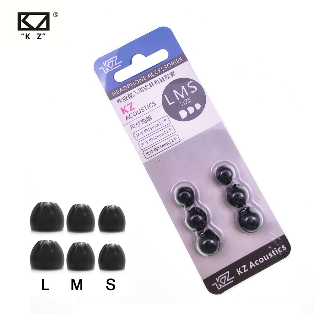 KZ Original 6pcs/3pairs In-Ear Earcaps For Earphone Silicone Covers Cap Replacement Earbud Eartips Earplug Ear Tips Pads Cushion