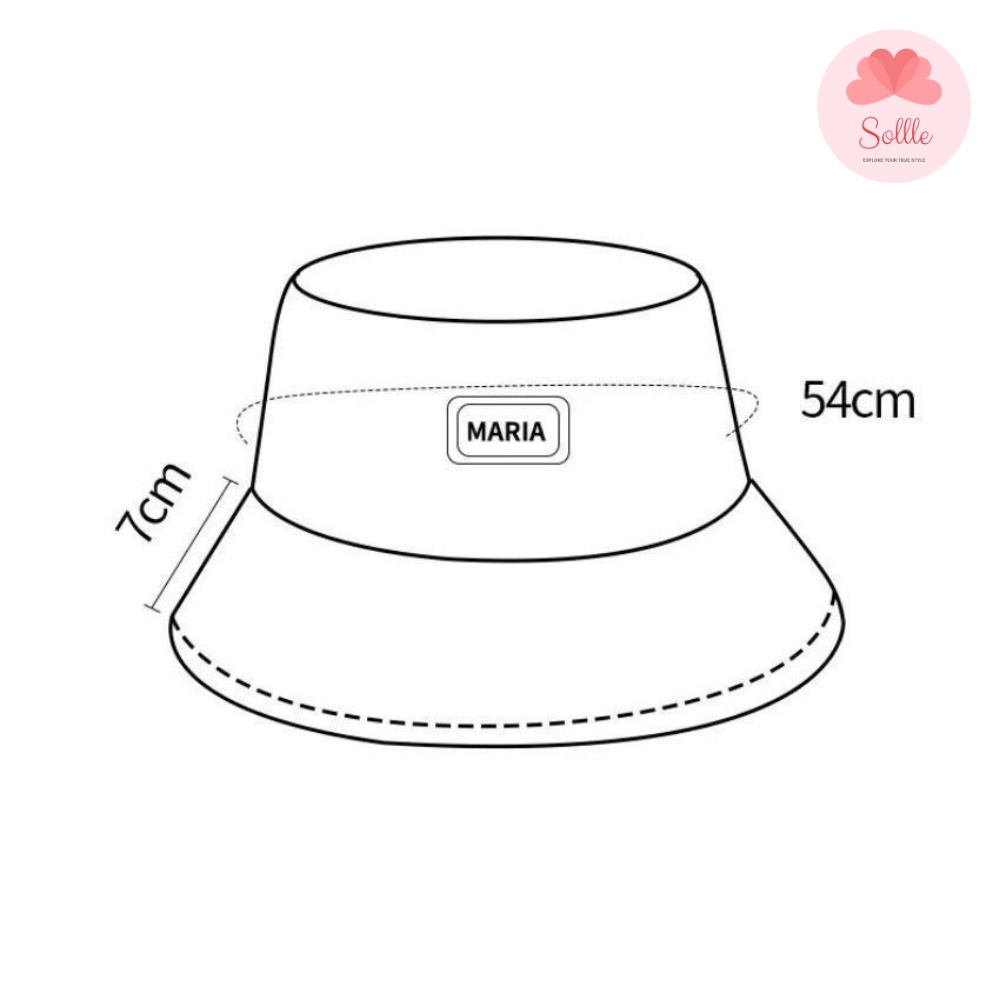 Mũ bucket vành cụp unisex nón tai bèo thêu chữ MARIA nỉ nhung gân tăm nhiều màu nam nữ Sollle