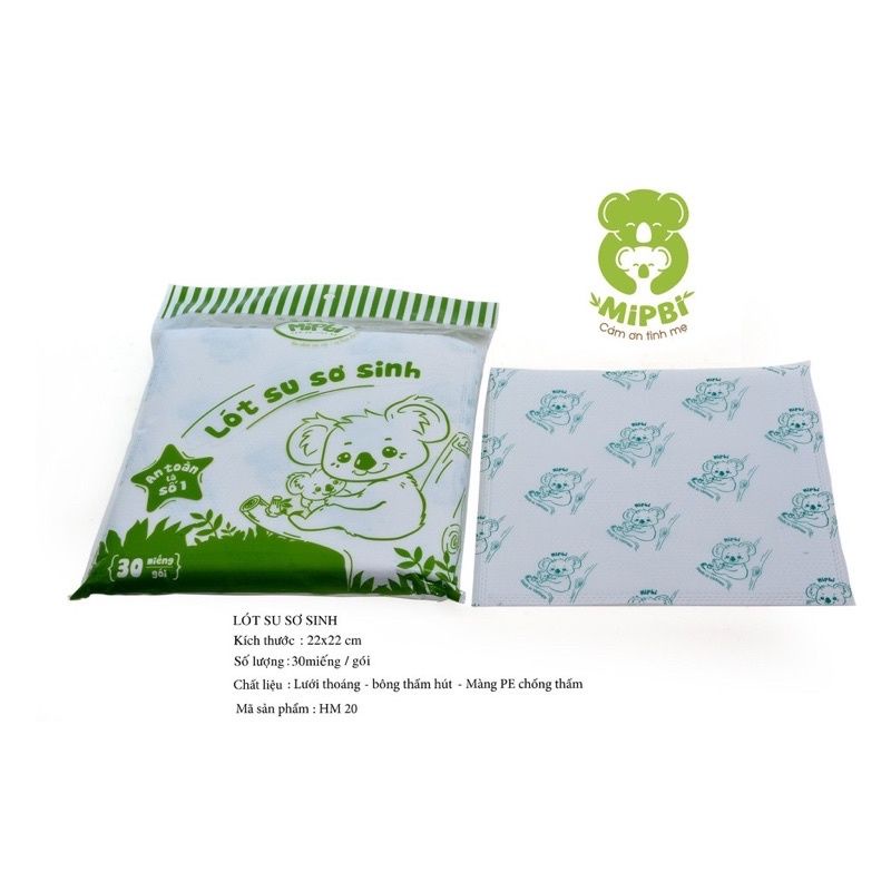 Lót su sơ sinh, miếng lót su 30miếng/ bịch