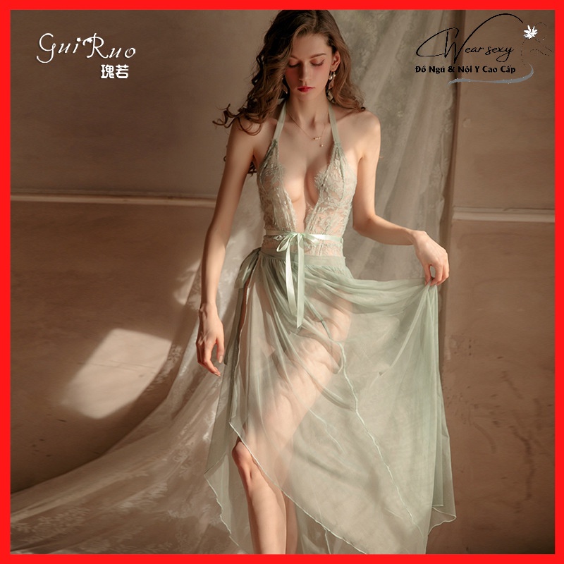 Váy Ngủ Ren Mỏng Sexy Gợi Cảm Dáng Dài MS1580 [CWEAR.SEXY_ĐỒ NGỦ &amp; NỘI Y CAO CẤP]