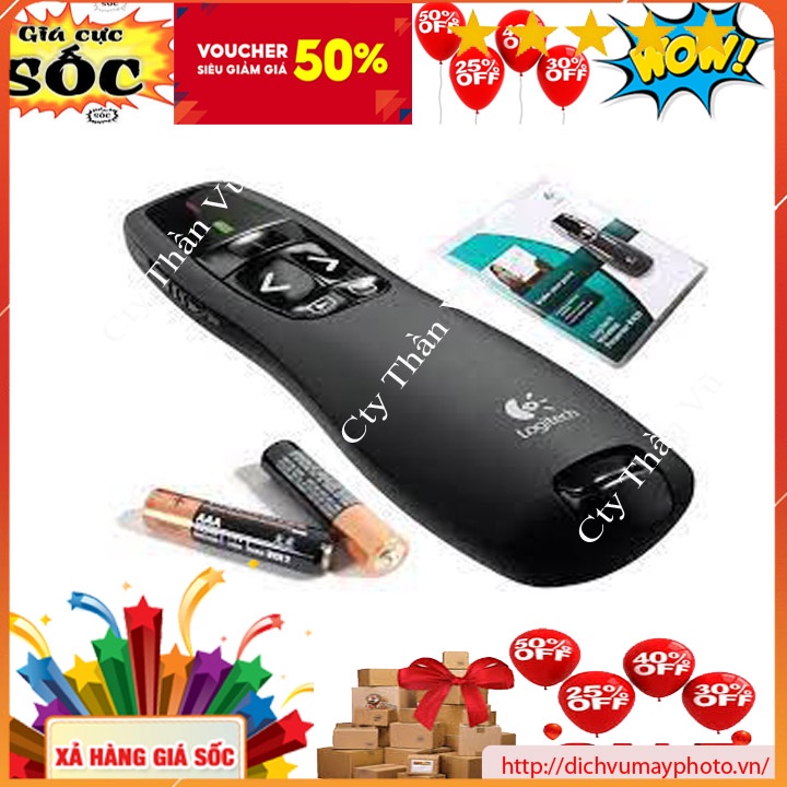 Bút trình chiếu không dây chính hãng logitech R400 kết nối không dây tiện lợi