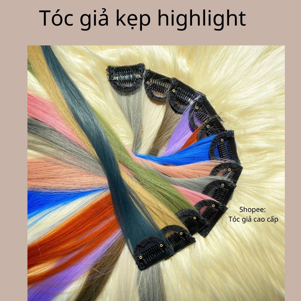 Tóc giả kẹp highlight 1 kẹp, dài 55cm