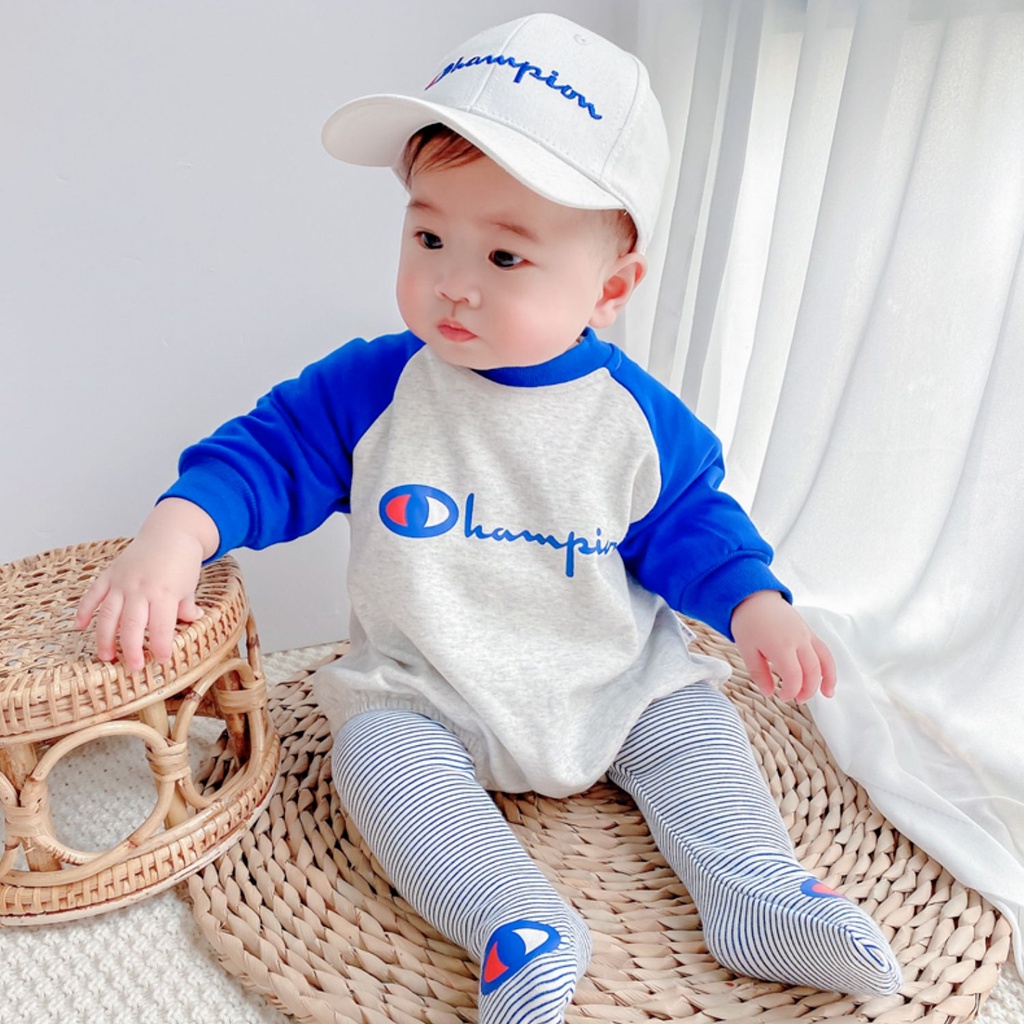 Set áo liền quần tay dài + băng đô thời trang đáng yêu dành cho bé trai sơ sinh