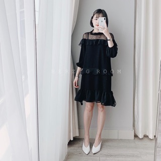 Váy bèo hai tầng đen