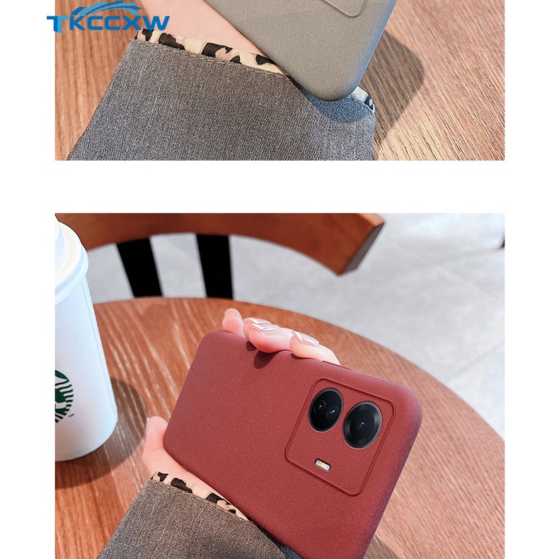 Ốp Điện Thoại Silicone Màu Trơn Mặt Nhám Chống Bám Vân Tay Cho Vivo Y02S Y77 Y55 V25 Pro Y77e IQOO Z6