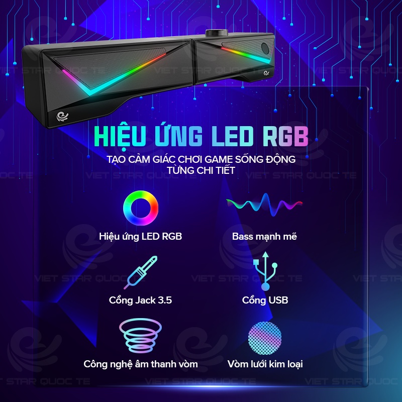 Loa vi tính bluetooh VS-167, USB hiệu ứng LED RGB,kết nối tai nghe, thanh âm tuyệt đỉnh, công suất lớn,bảo hành 12 tháng