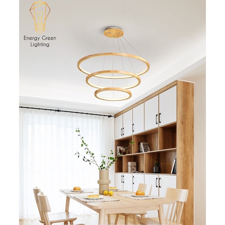 Đèn Thả Trần 3 Vòng Gỗ Energy Green Lighting TBD839 - Gỗ Tự Nhiên Chắc Chắn,Bền Đẹp - Decor Vintage - Trang Trí Phòng Ăn