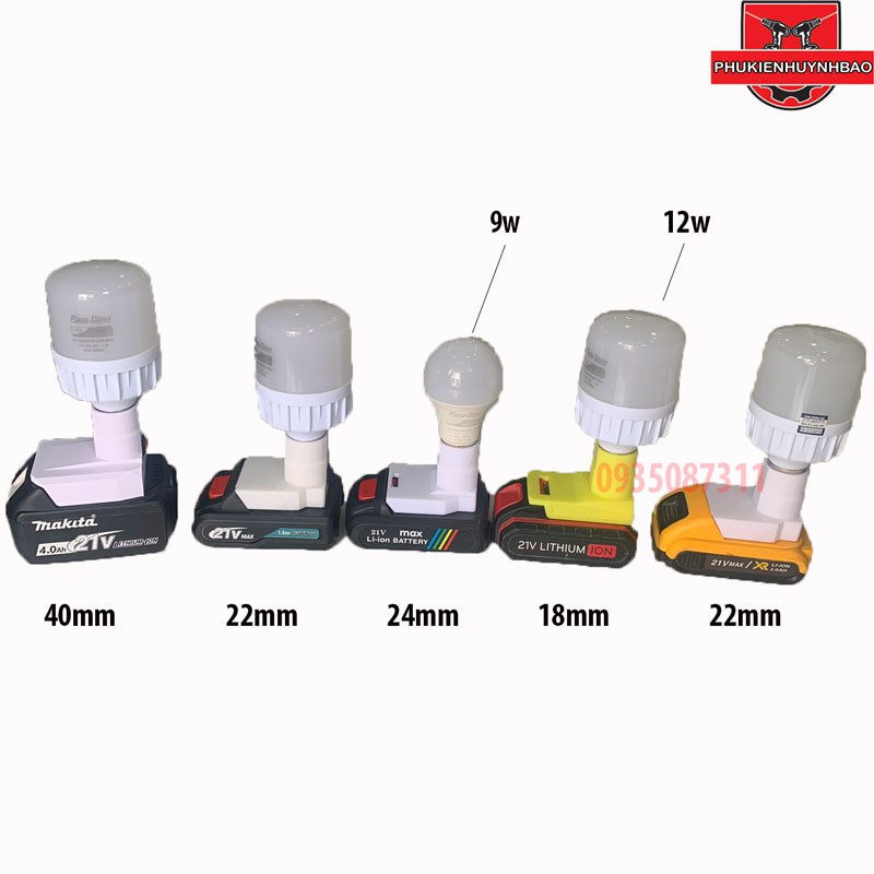 Đế Chuyển Pin Máy Khoan Thành Đèn Led Di Động Dùng Chân Pin Các Dòng Máy