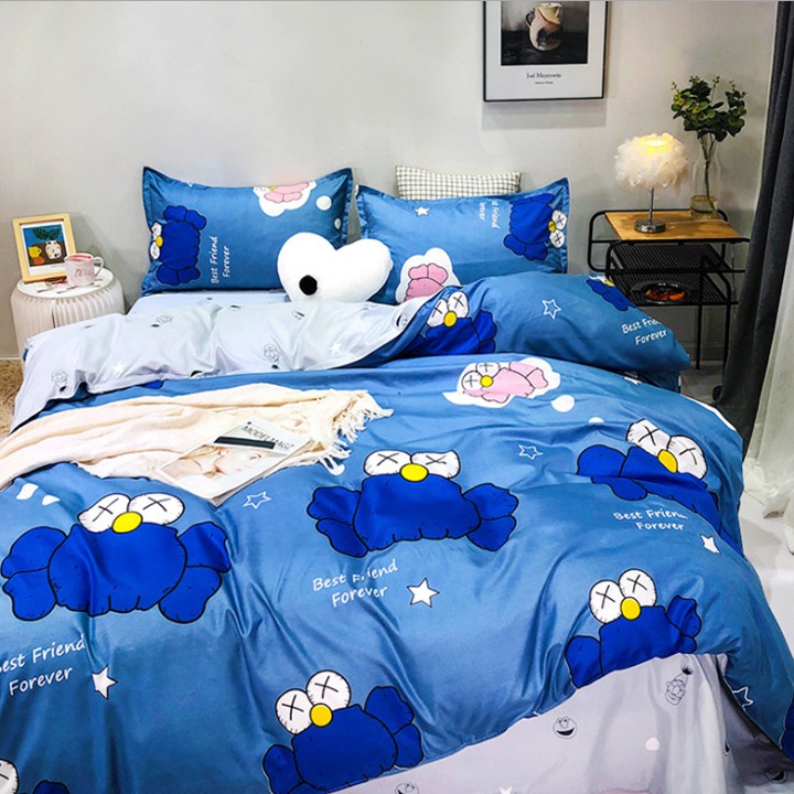 Set 4 Món Chăn ga gối chất liệu Poly Cotton hàng nhập khẩu - Mẫu CUA XANH BIỂN