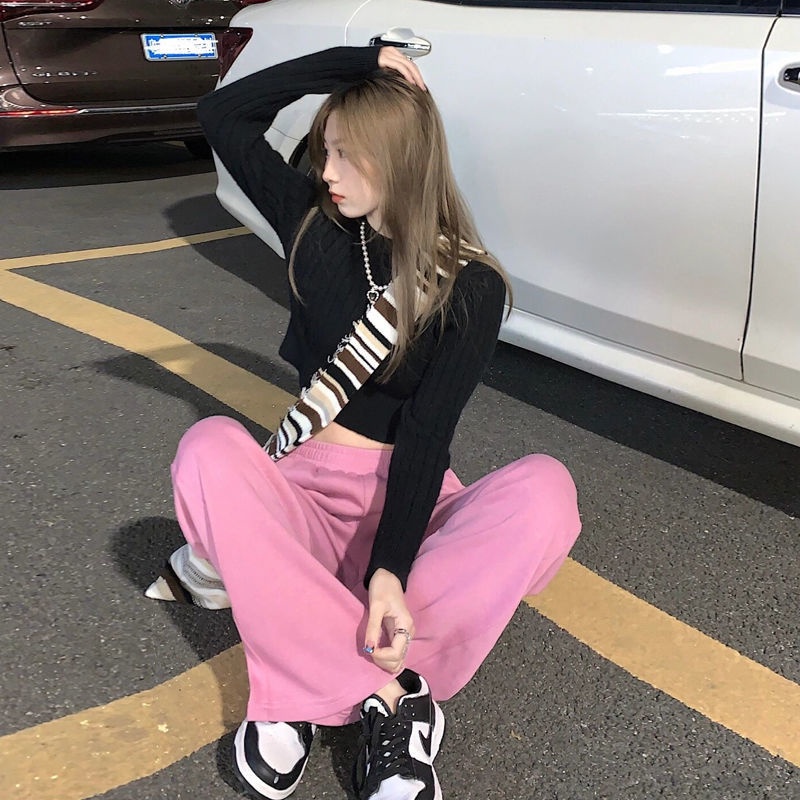 Quần COZOKC ống rộng lưng cao hợp thời trang