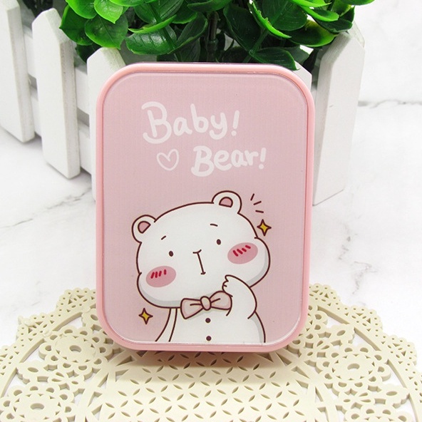 Khay Gương Đôi Gấu Cute - Case Đựng Lens