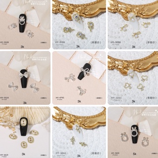 Charm nail kim loại ánh vàng, ánh bạc trang trí móng