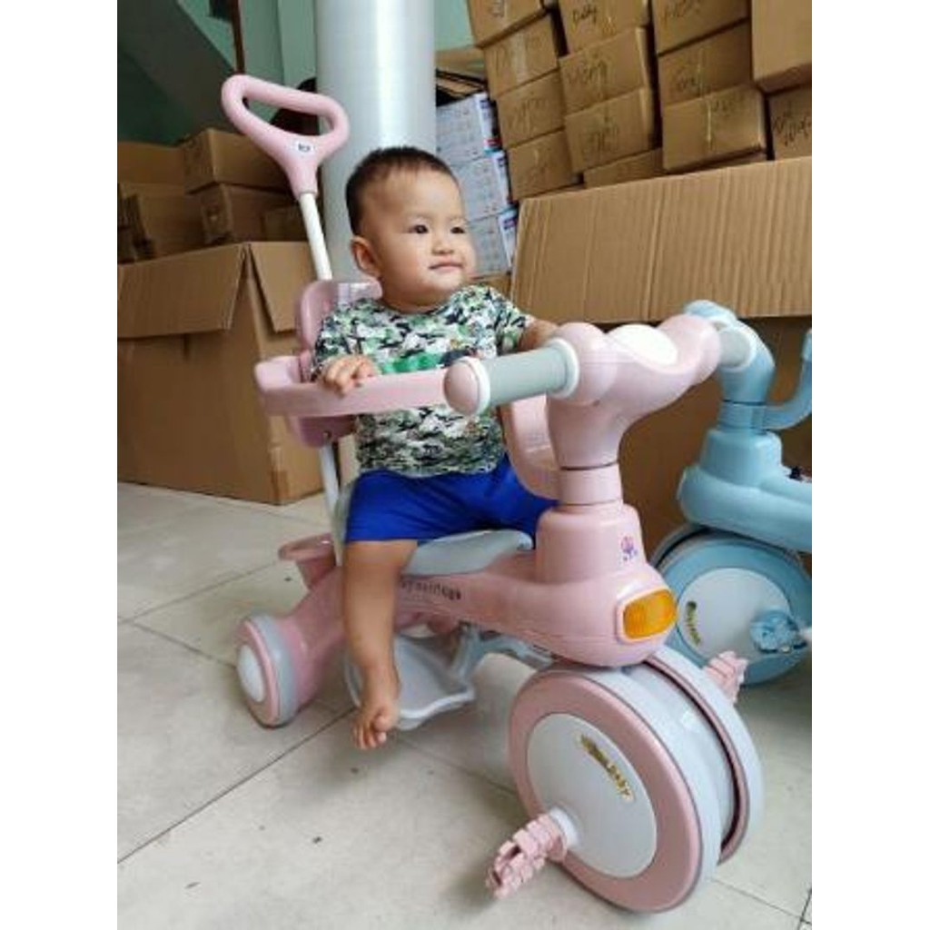 Xe đẩy kiêm xe chòi chân, xe đạp 3 bánh có khung bảo vệ an toàn cho bé 618