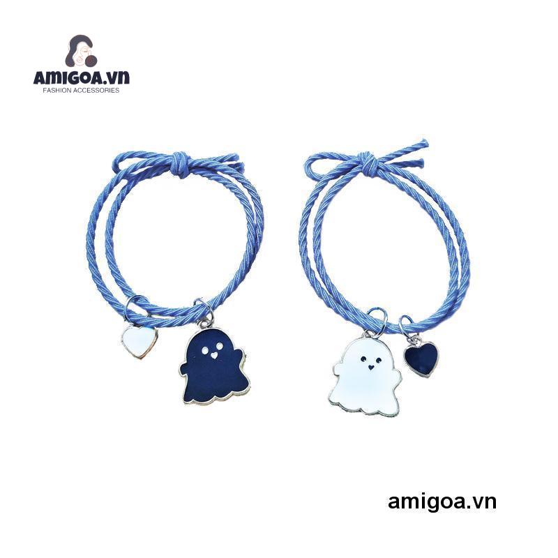 ✨✨Set 2 Vòng Tay Cặp Đôi Mặt Hình Ma Dễ Thương Có Thể Điều Chỉnh