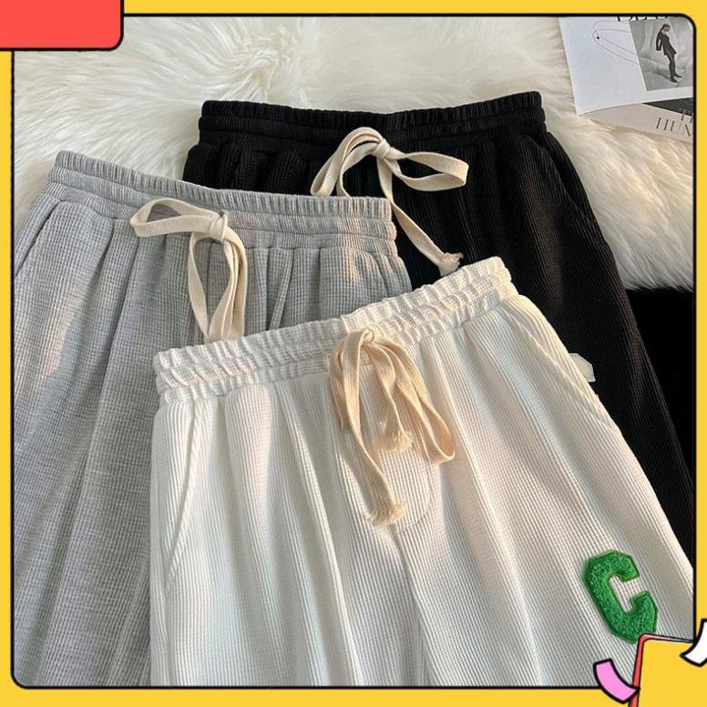 Quần Jogger Tổ ong Chữ C - Quần ống rộng bo gấu thể thao unisex phong cách Ulzzang